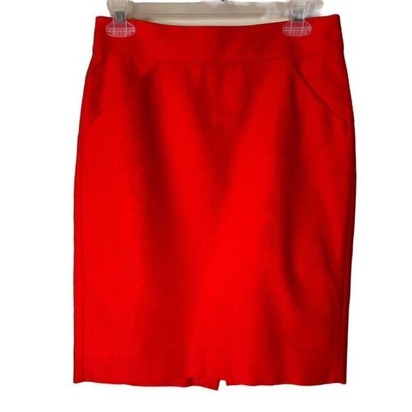 J. Crew Skirt Womens Size 0 Coral Red The Pencil Cotton Career Work Separates - Picture 1 of 5